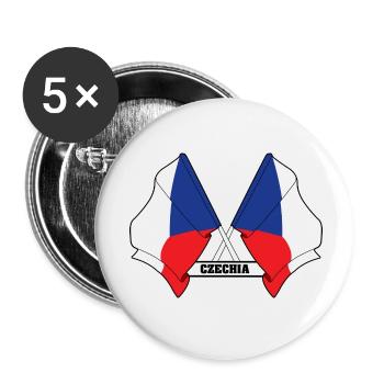 RÉPUBLIQUE TCHÈQUE – Drapeaux croisés - Lot de 5 petits badges (25 mm) - blanc - Devant