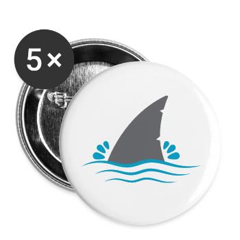 Haifischflosse - Buttons klein 25 mm (5er Pack) - Weiß - Vorne