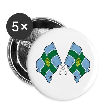 Drapeaux du Derbyshire croisés - Lot de 5 petits badges (25 mm) - blanc - Devant