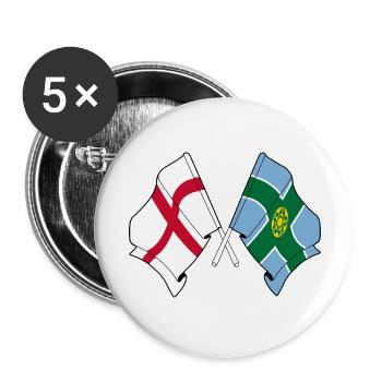 Derbyshire x England Flaggen - Buttons klein 25 mm (5er Pack) - Weiß - Vorne