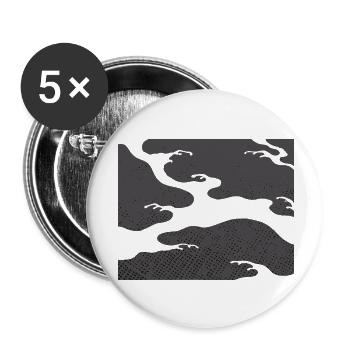 Gray Seigaiha – Japanese Wave Pattern  - Buttons small 1''/25 mm (5-pack) - white - Front