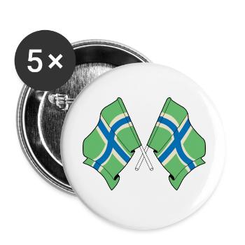 Drapeaux croisés du Gloucestershire - Lot de 5 petits badges (25 mm) - blanc - Devant