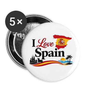 I Love Spain – Spanische Symbole und Farben - Buttons klein 25 mm (5er Pack) - Weiß - Vorne