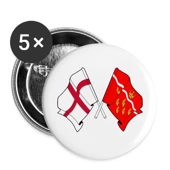 East Sussex et Angleterre croisés - Lot de 5 petits badges (25 mm) - blanc - Devant