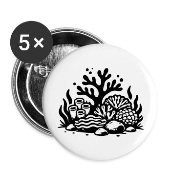 Coral Symbol Coral Reef Ocean - Buttons small 1''/25 mm (5-pack) - white - Front