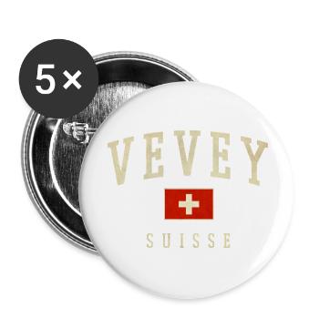 Vevey – identité suisse du canton de Vaud - Lot de 5 petits badges (25 mm) - blanc - Devant