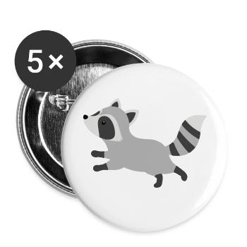 Süßer laufender Waschbär minimalistischen Stil - Buttons klein 25 mm (5er Pack) - Weiß - Vorne