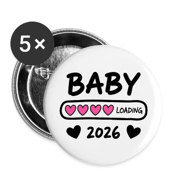 Baby Loading 2026 Parents enceintes - Lot de 5 petits badges (25 mm) - blanc - Devant
