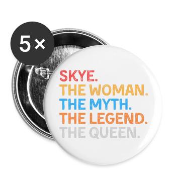 Skye la Femme Le Mythe La Légende La Reine - Lot de 5 petits badges (25 mm) - blanc - Devant