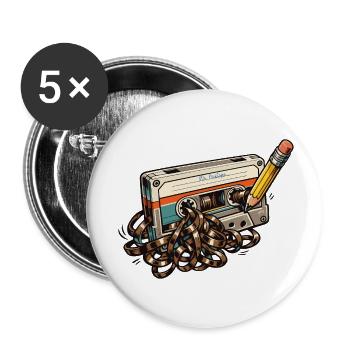 Salade de rubans rétro des années 80 - Lot de 5 petits badges (25 mm) - blanc - Devant