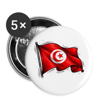 Tunisian flag - Buttons small 1''/25 mm (5-pack) - white - Front
