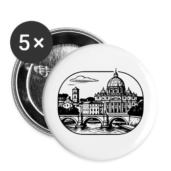 Römische Stadtsilhouette - Buttons klein 25 mm (5er Pack) - Weiß - Vorne