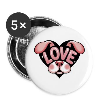Cute Love Dog - Buttons klein 25 mm (5er Pack) - Weiß - Vorne