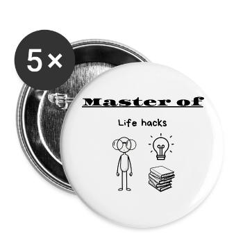 Master of Life hacks - Buttons small 1''/25 mm (5-pack) - white - Front