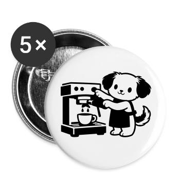 Barista-Hund supersüß - Buttons klein 25 mm (5er Pack) - Weiß - Vorne