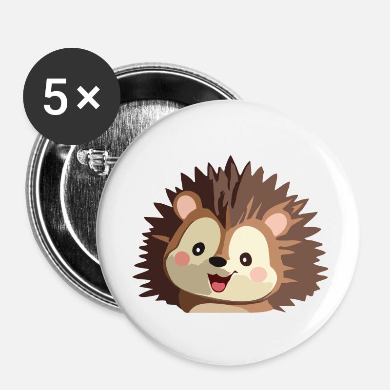 Cuddly hedgehog graphic - Buttons small 1''/25 mm (5-pack) - white