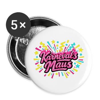 Karnevalsmaus - Karneval Geschenk - Buttons klein 25 mm (5er Pack) - Weiß - Vorne