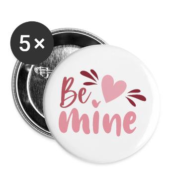 Be Mine Heart Skript - Buttons klein 25 mm (5er Pack) - Weiß - Vorne