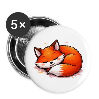Schlafender Fuchs – niedliches Tiermotiv - Buttons klein 25 mm (5er Pack) - Weiß - Vorne