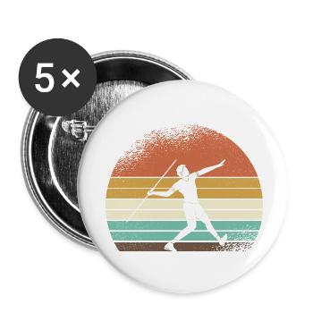 Retro Sonnenuntergang Skisport Silhouette - Buttons klein 25 mm (5er Pack) - Weiß - Vorne