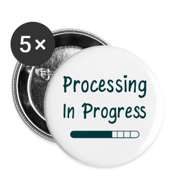 Instruction de la barre de chargement en cours de traitement - Lot de 5 petits badges (25 mm) - blanc - Devant