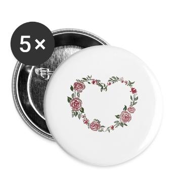 Floral Heart - Buttons klein 25 mm (5er Pack) - Weiß - Vorne