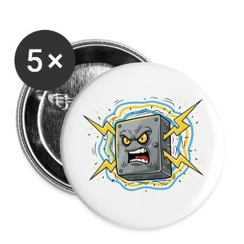Angry Socket Lightning - Buttons small 1''/25 mm (5-pack) - white - Front