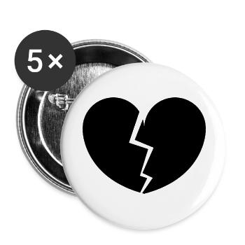 Gebrochenes Herz - Buttons klein 25 mm (5er Pack) - Weiß - Vorne