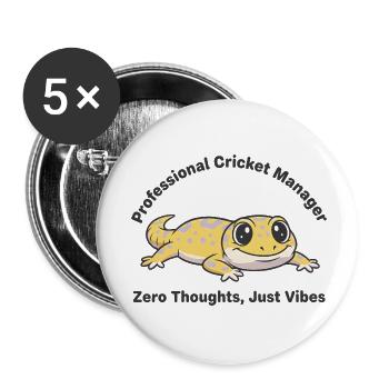 Zero Thoughts Just Vibes Gecko - Buttons klein 25 mm (5er Pack) - Weiß - Vorne