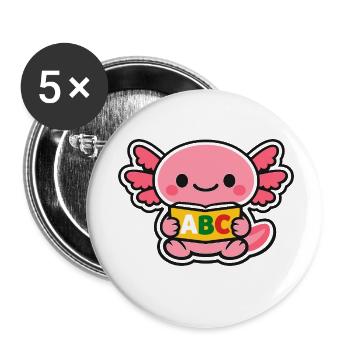 Axolotl ABC avec des ailes - Lot de 5 petits badges (25 mm) - blanc - Devant