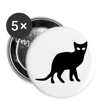 Katze schwarz Silhouette Geschenk Katzenliebhaber - Buttons klein 25 mm (5er Pack) - Weiß - Vorne
