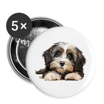 Chien havanais - Lot de 5 petits badges (25 mm) - blanc - Devant