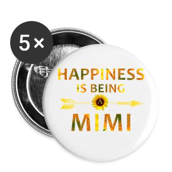 Glück ist, Mimi zu sein – Sonnenblumenblumen-Shirt - Buttons klein 25 mm (5er Pack) - Weiß - Vorne