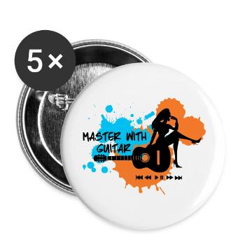 Master with guitar - Blau Orange - Buttons klein 25 mm (5er Pack) - Weiß - Vorne