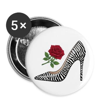 Zebra High Heel Rose - Buttons klein 25 mm (5er Pack) - Weiß - Vorne