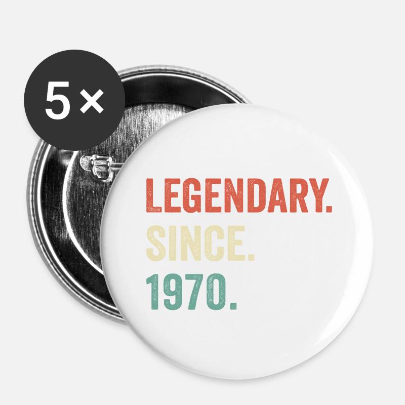 legendary since 1970 - Buttons small 1''/25 mm (5-pack) - white