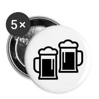 Chope à bière - Lot de 5 petits badges (25 mm) - blanc - Devant