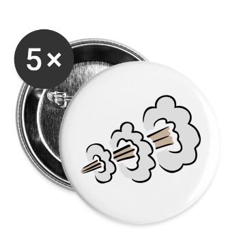 Explosion bruyante de pets Humour Toilet Nuage comique - Lot de 5 petits badges (25 mm) - blanc - Devant