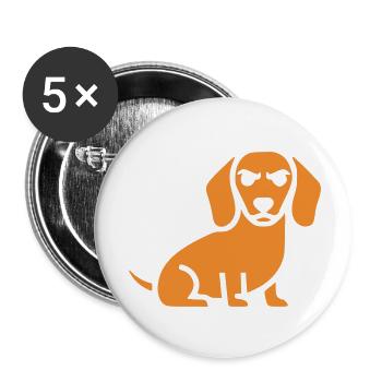 Dackel Hund Flat Design - Buttons klein 25 mm (5er Pack) - Weiß - Vorne