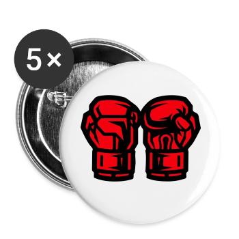 Boxhandschuhe Symbol Boxen - Buttons klein 25 mm (5er Pack) - Weiß - Vorne