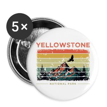 Yellowstone National Park Retro - Buttons small 1''/25 mm (5-pack) - white - Front