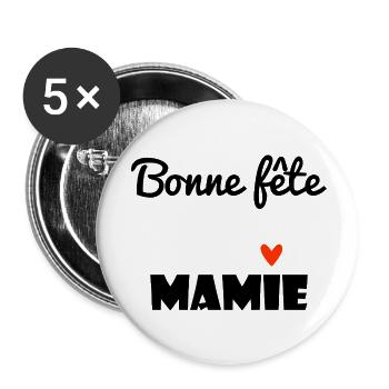 GRANNY. MAMMA. GRANDMOTHER. MOTHER'S DAY. PARTY - Buttons small 1''/25 mm (5-pack) - white - Front