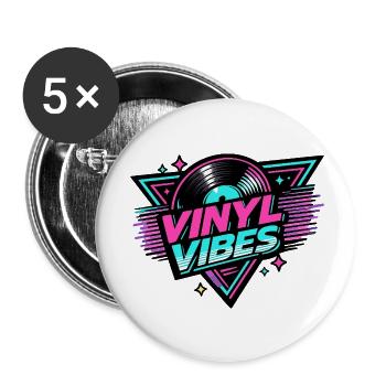 Vinyl Vibes Neon Retro - Buttons klein 25 mm (5er Pack) - Weiß - Vorne