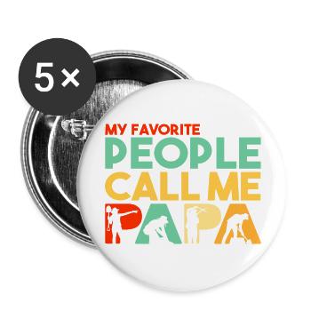 Landschaftsgestaltung Papa Gärtner Silhouette Retro-Kunst - Buttons klein 25 mm (5er Pack) - Weiß - Vorne