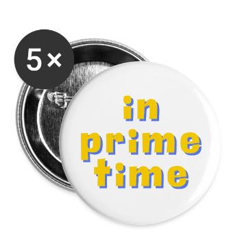 Typographie rétro 3D en prime time - Lot de 5 petits badges (25 mm) - blanc - Devant