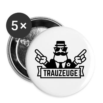Trauzeuge Handzeichen (Polterabend / JGA / 1C) - Buttons klein 25 mm (5er Pack) - Weiß - Vorne
