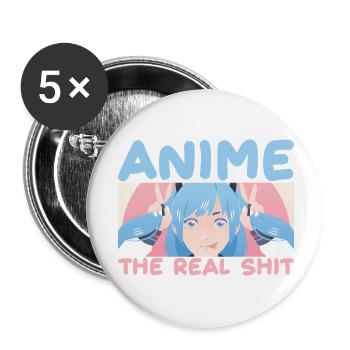 Anime : Le vrai graphique de Kawaii Girl - Lot de 5 petits badges (25 mm) - blanc - Devant