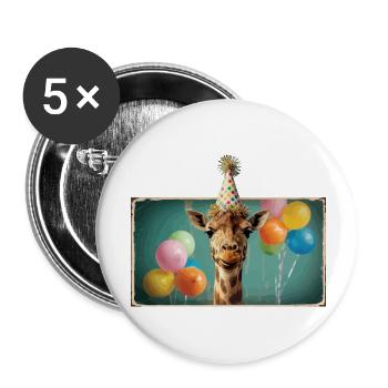 Giraffe Animals Zoo Party Jungle Zoo Birthday - Buttons small 1''/25 mm (5-pack) - white - Front