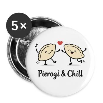 Pierogi & Chill: Funny Dancing Pierogies Polska - Buttons small 1''/25 mm (5-pack) - white - Front