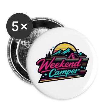 Weekend Camper Neon Retro - Buttons small 1''/25 mm (5-pack) - white - Front